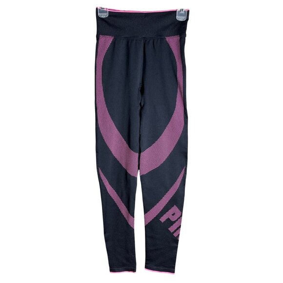 Victoria's Secret Pink Active Leggings Black Compression Activewear Womens M - Picture 1 of 9